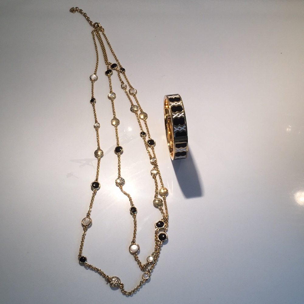 Talbots Gold, Black and White Necklace + Bracelet
